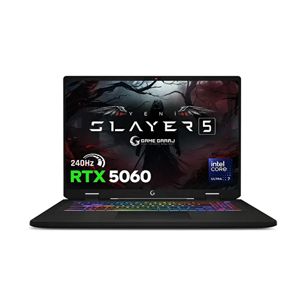 Game Garaj Slayer5 7-5060 Intel Ultra 7 255HX 16GB RAM 500GB SSD RTX5060 16" 240Hz QHD+ IPS FreeDOS Oyuncu Laptop